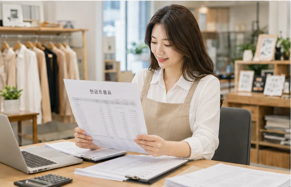 경영 보고 자료를 검토하는 모습