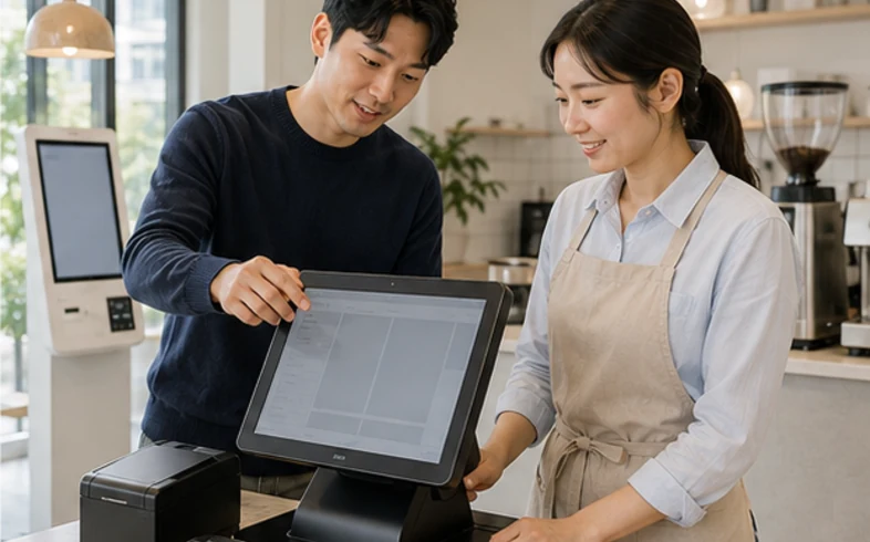포스·결제 장비 구성과 화면을 함께 확인하는 장면